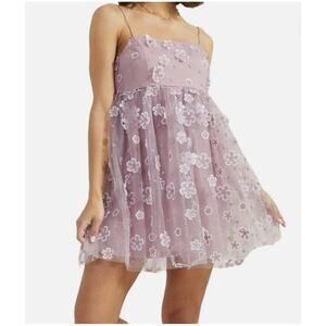 Trixxi Clothing Company Mini Dress WMNS M Lavender Floral Babydoll Fairycore